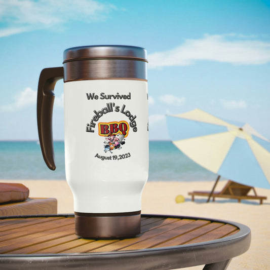 We Survived Stainless Steel Travel Mug with Handle, 14oz